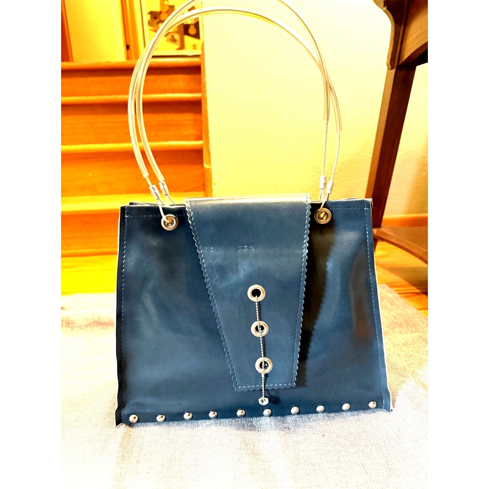 Hardware by Renee Gray vinyl purse cable wire handles wooden bottom